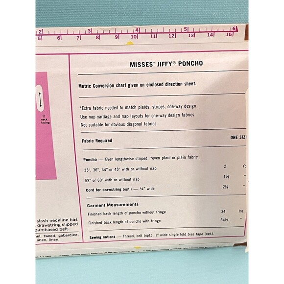 Vintage 1975 Simplicity Pattern 7082 Womens Long BOHO Fringe PONCHO Hippie UNCUT - Picture 4 of 9